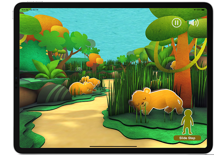 Jungle Gym - illustrated  screen with a path through the jungle