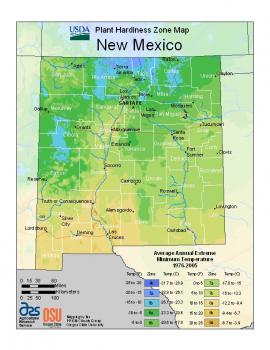 Image of NM zone map of plant hardiness