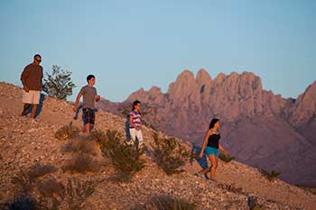 Image of family hiking in the Organ Mountains