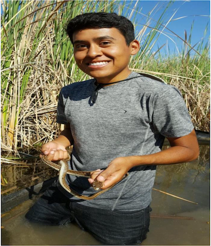 Jacob holding garter snake 